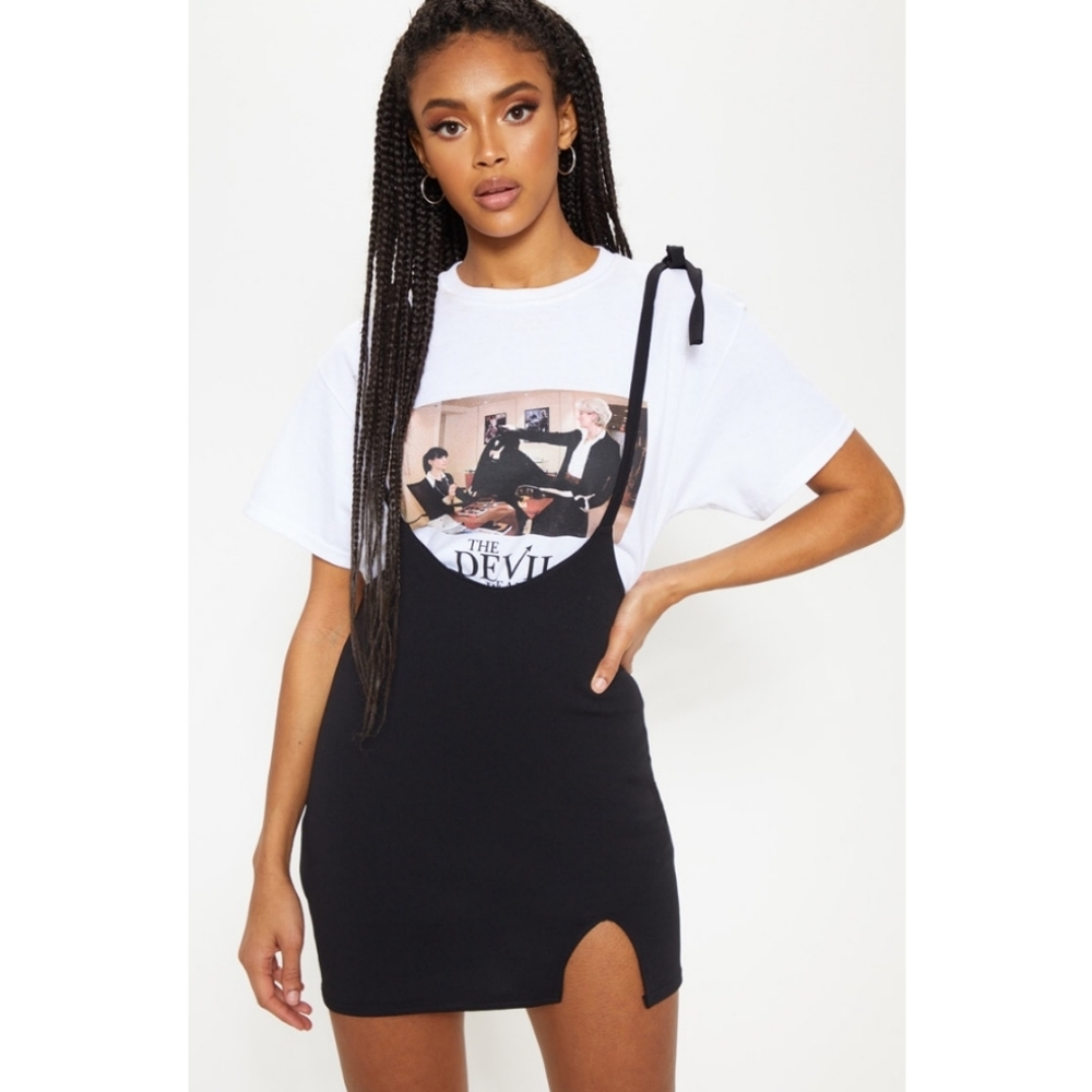 Black Dungaree Style Mini Skirt Size 4